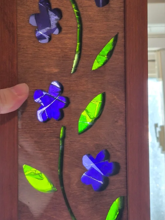 Floral Wood Cut Out And Glass Suncatcher - Picture 2 of 3
